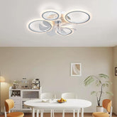 Modern LED Ceiling Fan with Lights – 63cm Dimmable 4-Ring Flush Mount Fan with Remote, 6 Speeds, Quiet Bedroom & Living Room